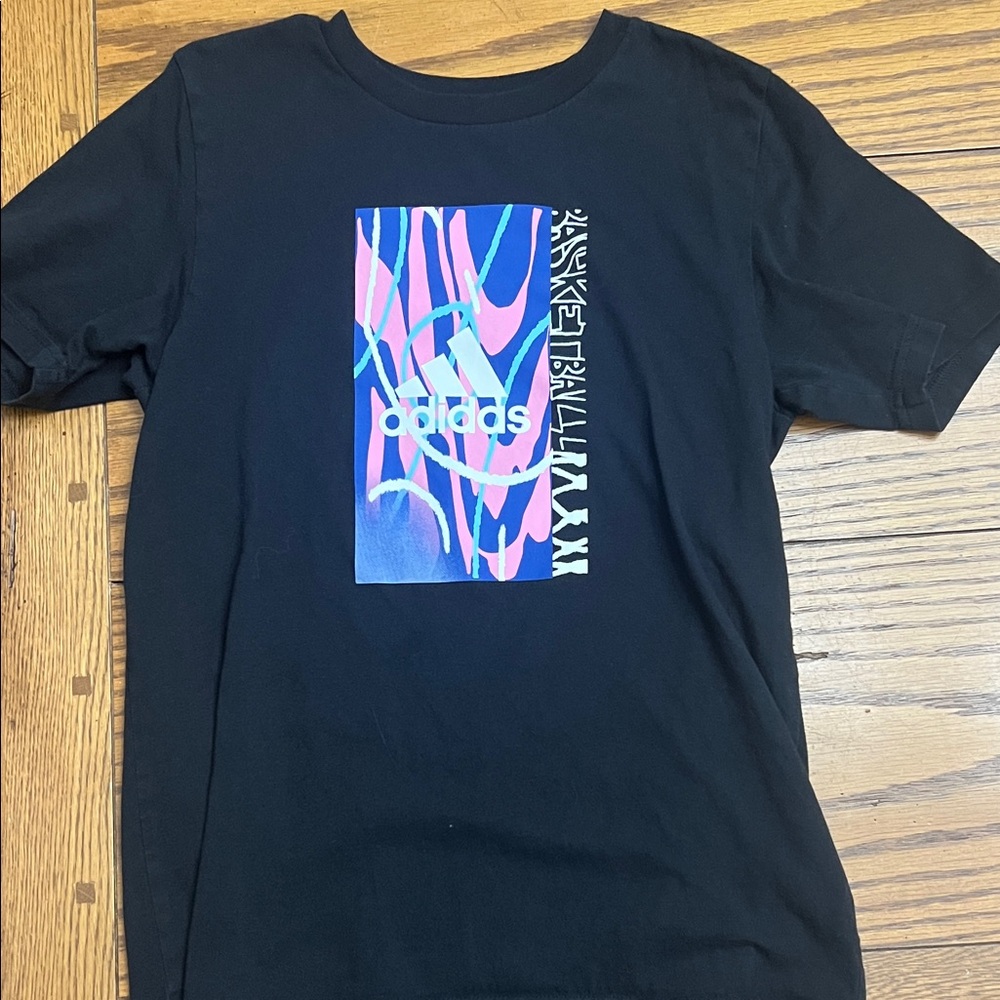 Adidas Black Tee with Vibrant Graphic